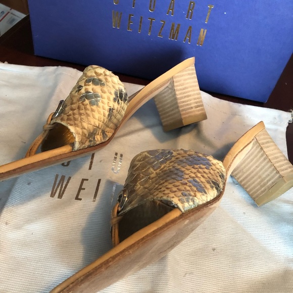 Stuart Weitzman block heel slide sandals. - Picture 3 of 5